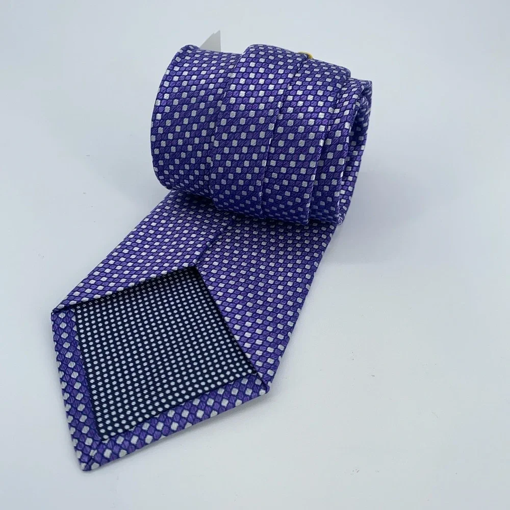 Eton Tie Men‎ One Size Purple Patterned Silk Classic Fit Necktie Italy Made NWT